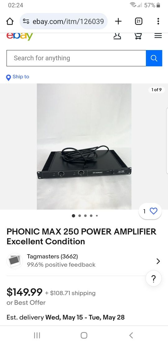 Phonic Max250 - Professional Power Amplifier