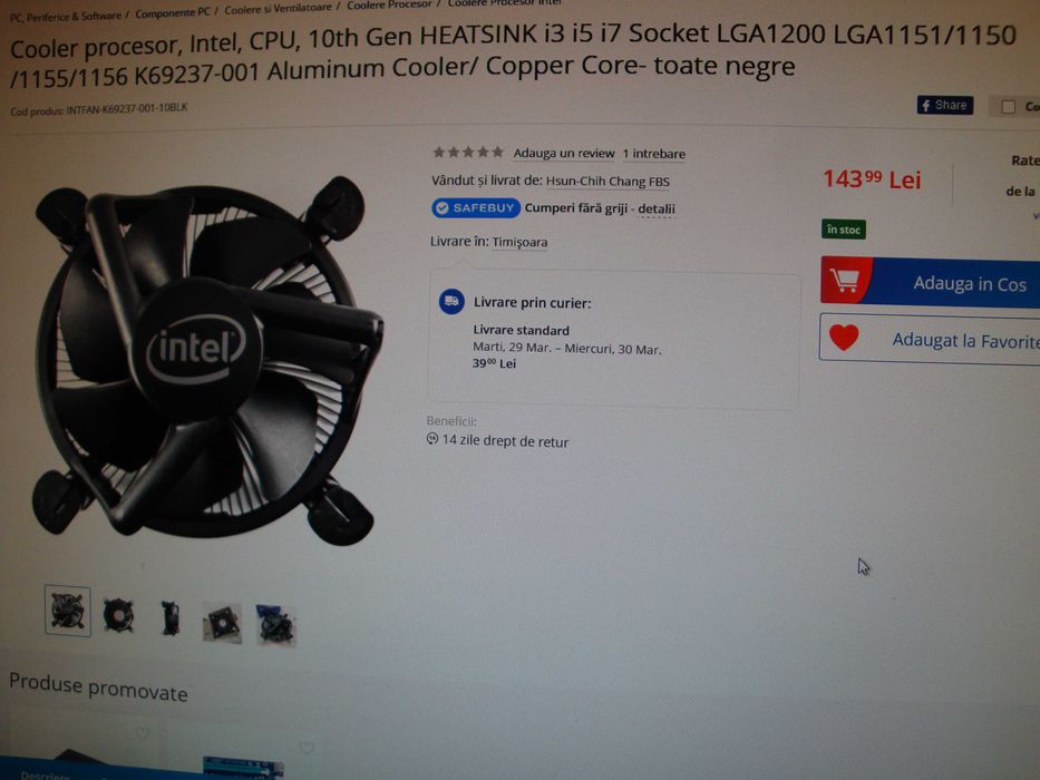 cooler intel original miez cupru socket 1156 1155 1150 1151 1200