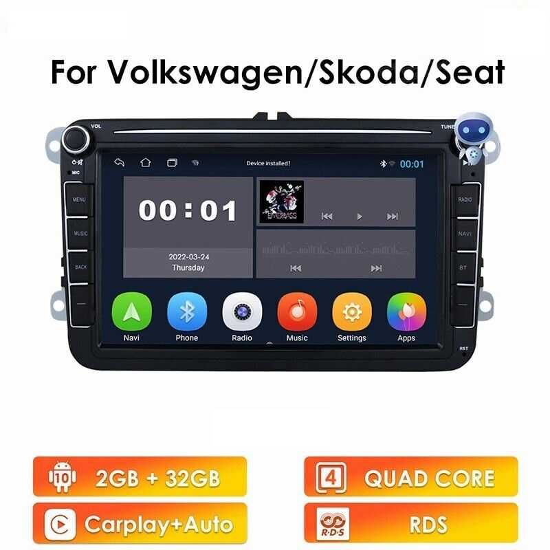 Navigatie 2G+32G,Carplay+Android Auto,VW Passat,Tiguan,Golf,Seat,Skoda