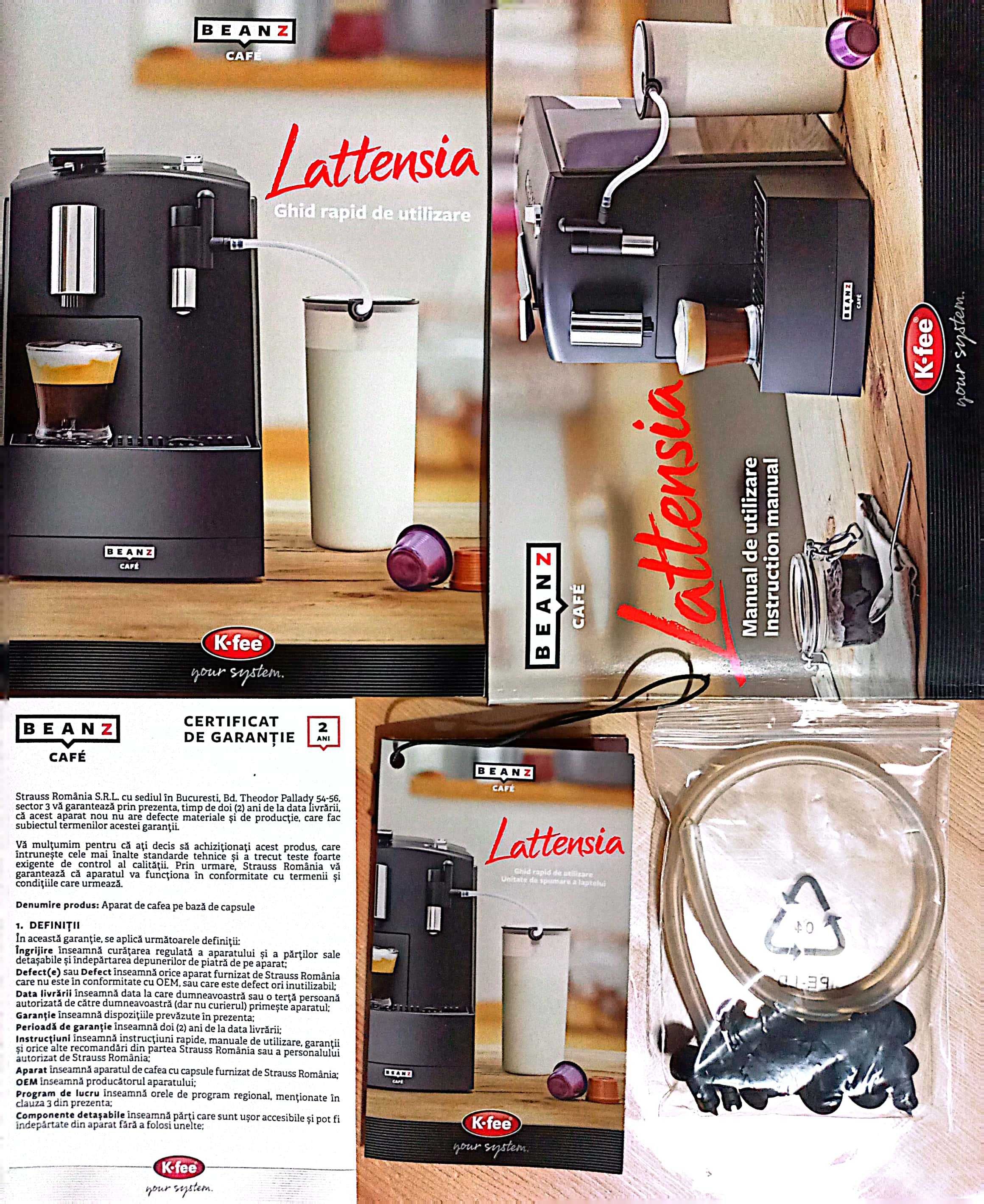 Espressor cu capsule BeanZ Café Lattensia 303649, 1455W, 1.2l, 19 bari