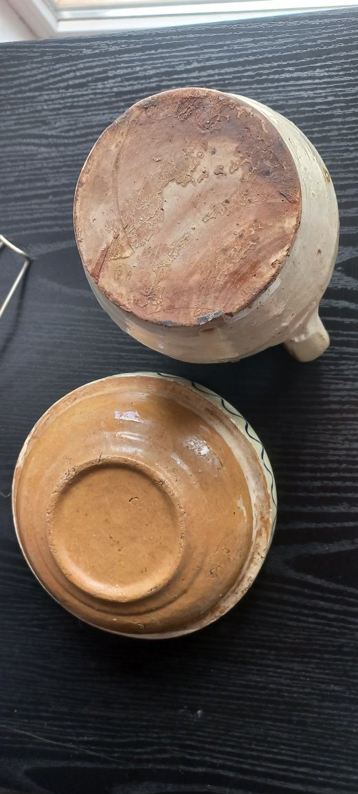 Blid si ulcica din ceramica smaltuita veche