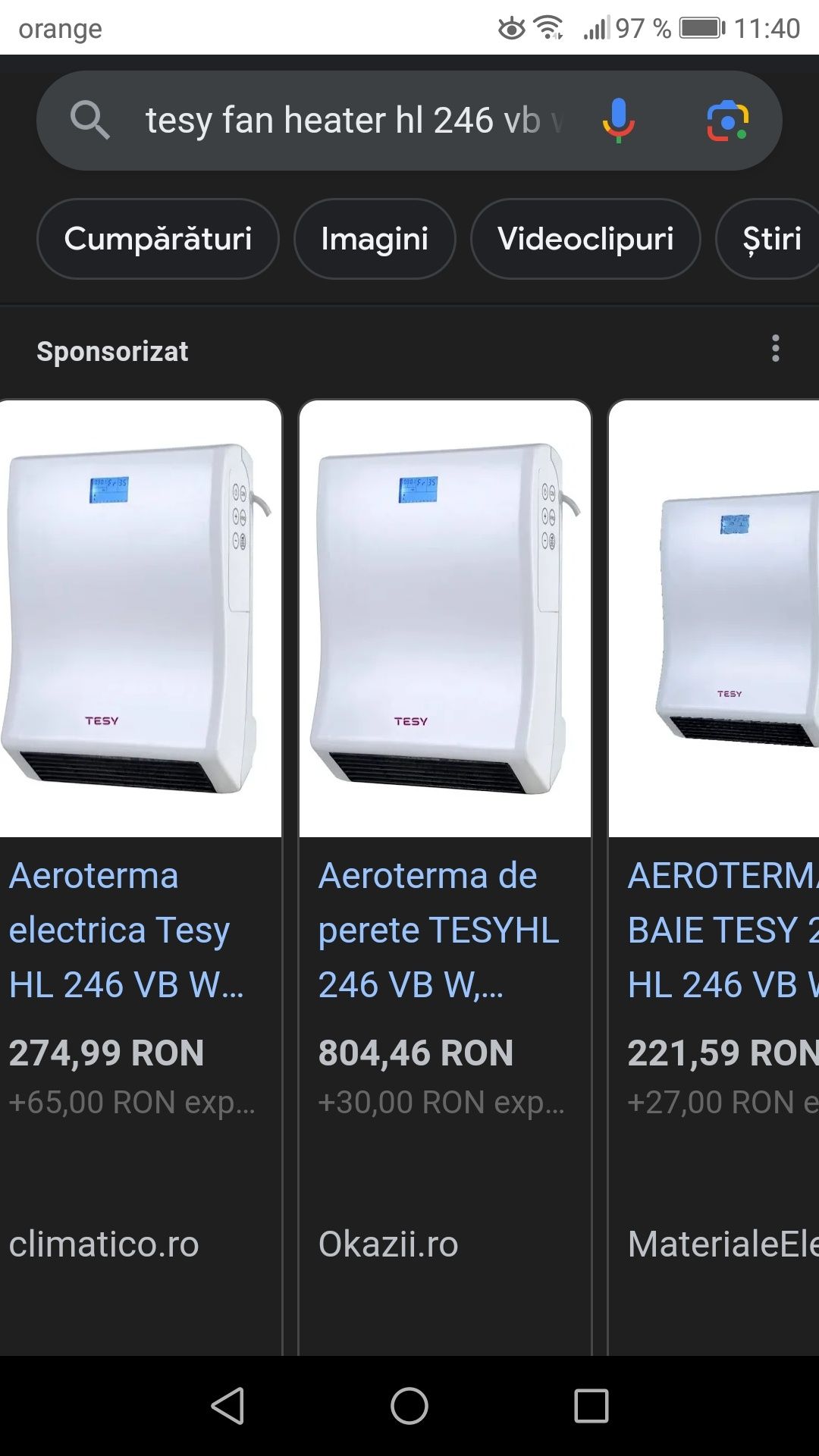 Tesy aeroterma automata perete 2000w