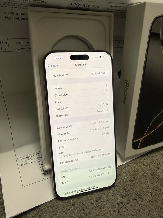 Iphone 16 Pro Max 256 gb CA NOU ! Factura si garantie 22 luni !