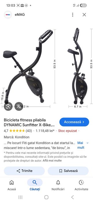 Bicicleta fitness Pliabila pentru Slăbit
