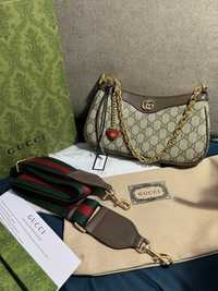 Дамска чанта Gucci Ophidia 25*15*6.5cm с две дръжки и ягодка аксесоар