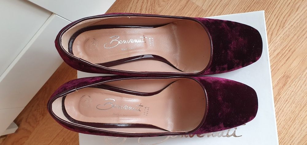 Pantofi velur bordo-ciclam marimea 38.