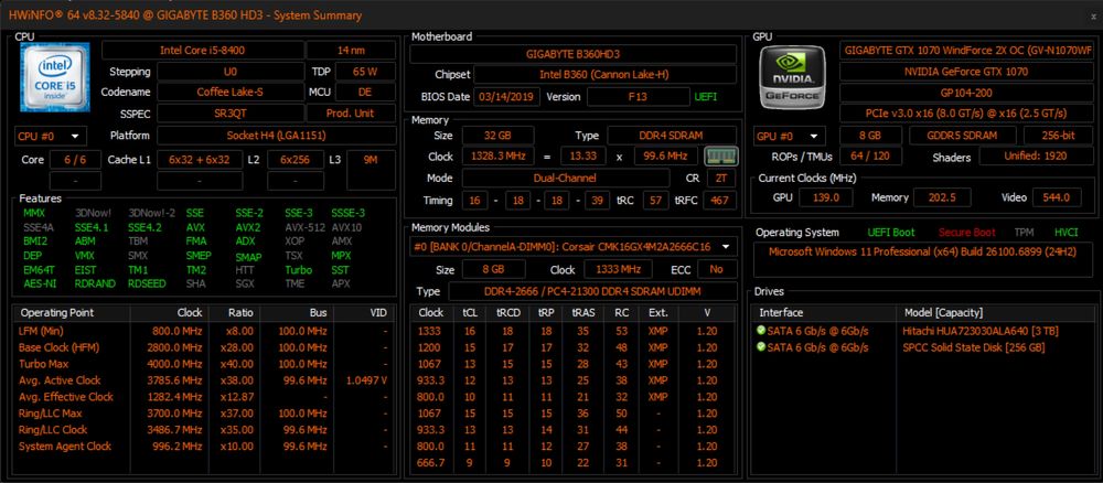 PC gaming - i5 8400 GTX 1070 8GB OC 32GB Ram