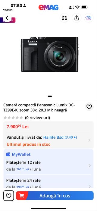 Panasonic Lumix TZ99 Aparat Foto Compact 20MP 4K Obiectiv 24-720mm 30x