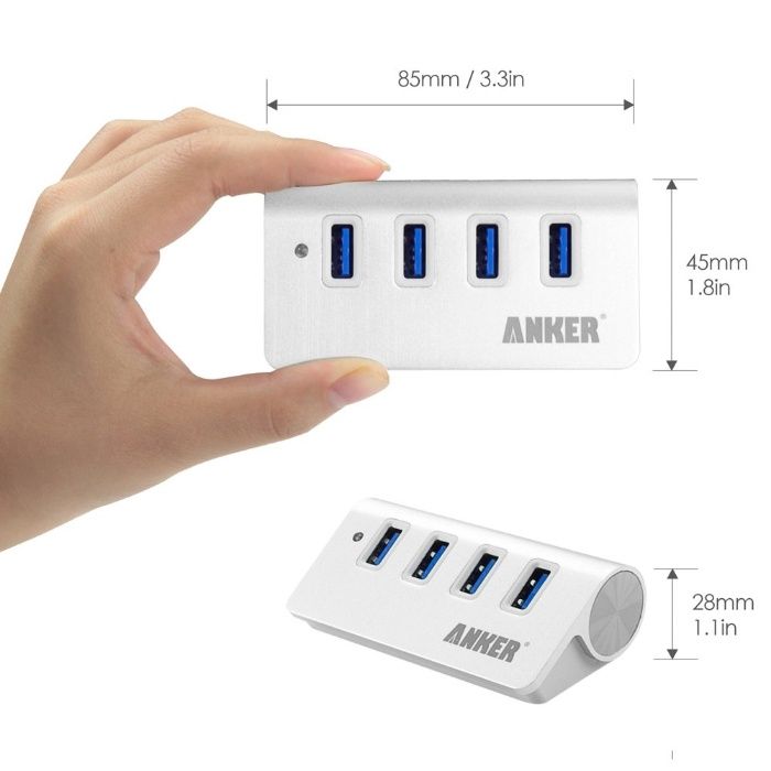 Anker USB 3.0 Hub с 4 USB-A извода, до 5000 Mbit/s (3.1 Gen 1)