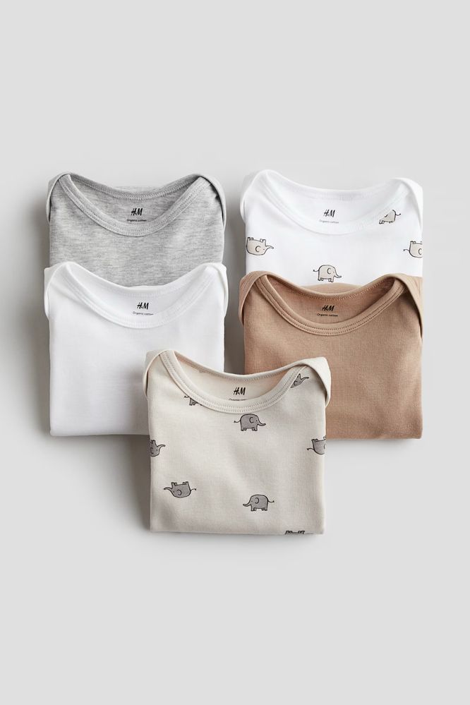 Комплект бодиков 5шт H&M Англия 9-12 месяц унисекс органический хлопок