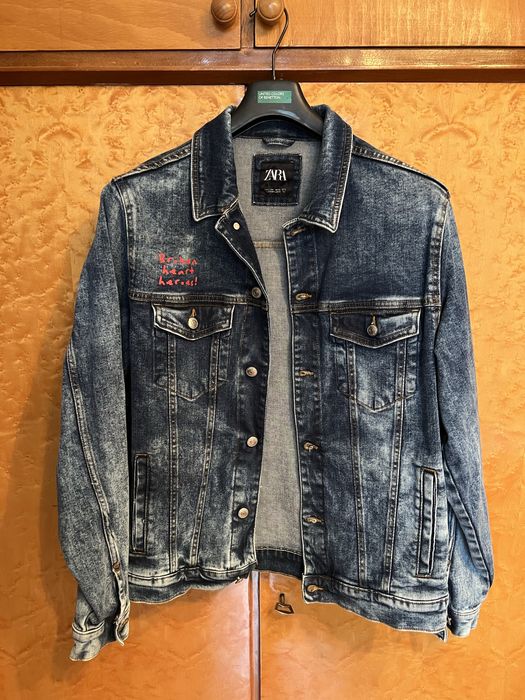 Дънково мъжко яке с Рисунка - Zara