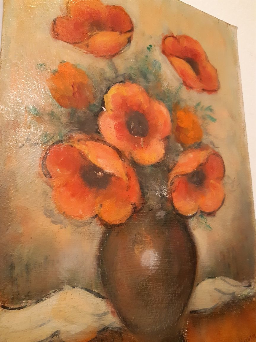 Стара картина натюрморт ''Ваза с цветя'' на художника Николай Илиев