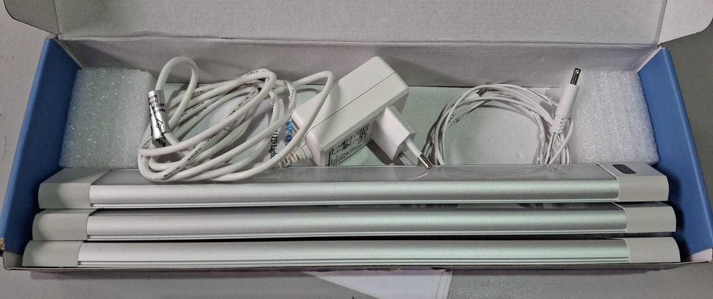 Set 3 baghete LED WOBANE, 30 cm, lumina rece, argintiu