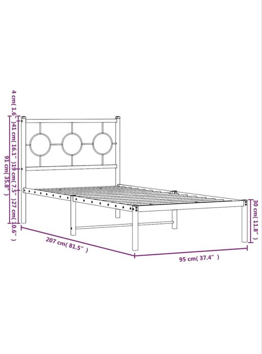 Pat metalic cu tablie, negru, 90x200 cm, nu trimit