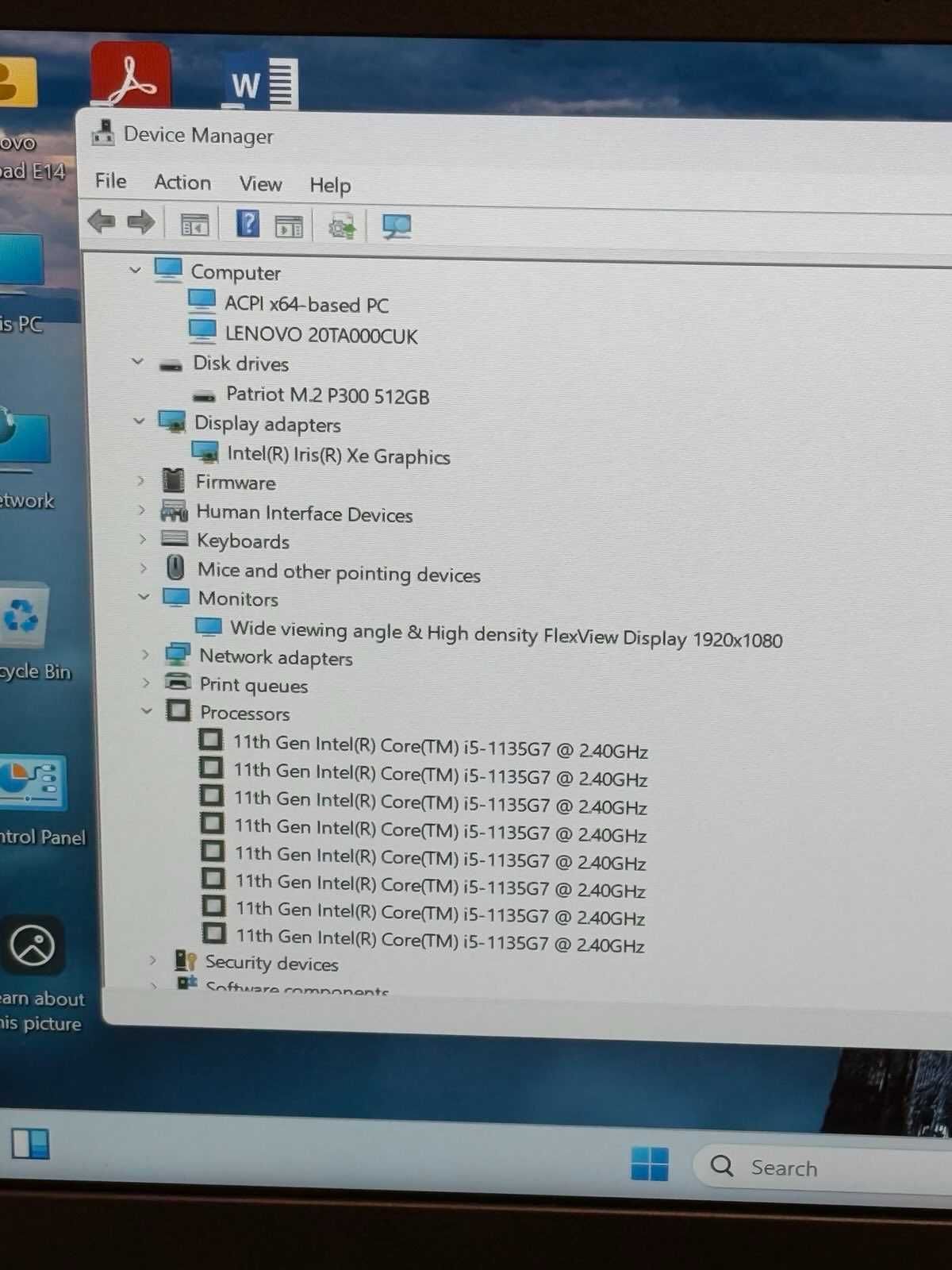 Lenovo ThinkPad E14 gen2 I5 11gen/8RAM/256GB/Full HD