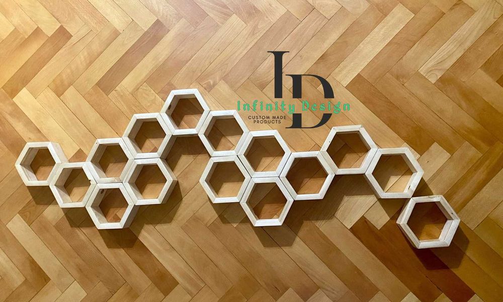 Hexagon din lemn diferite dimensiuni. suport pentru perete/ decor masa