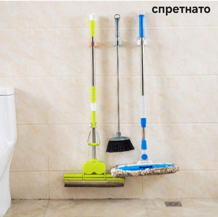 Комплект от 6 държача за метли, без дупчене