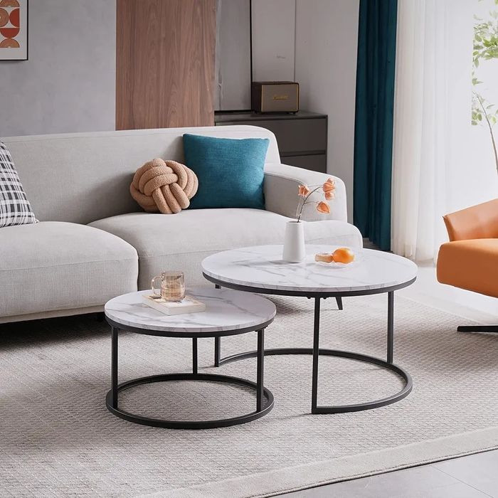 NOU Set 2 mese mdf, alb, marmoroptik