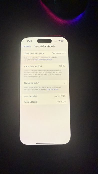 Iphone 16 pro in garantie 9 cicluri de incarcare