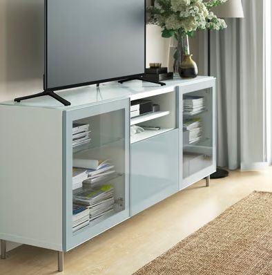 Comoda TV cu sertare albastru/alb