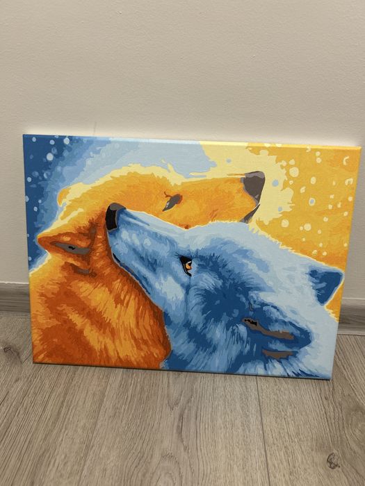 tablou pictat pe numere-realizat manual, stare excelenta