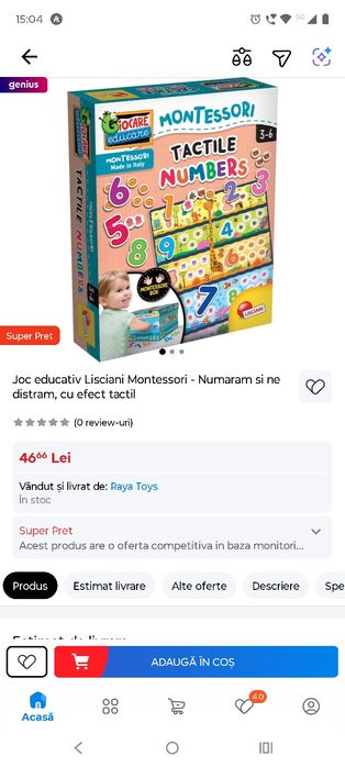 Joc educativ Montessori copii 3-6 ani
