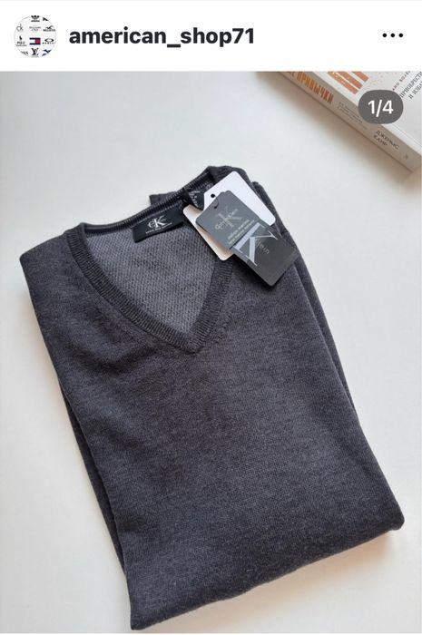 CK 100% меринос! Мужской пуловер