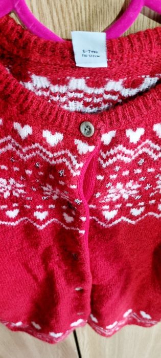 Pulover Rosu Motive Craciun fete 6-7 ani, 116-122 cm