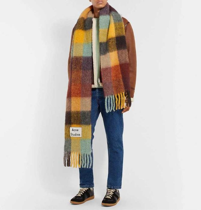 ACNE STUDIOS, Нов зимен вълнен шал - blend Mohair/ wool, checked scarf