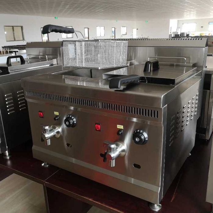 Friteuză profesională pe gaz dublă 18L+18L,noua