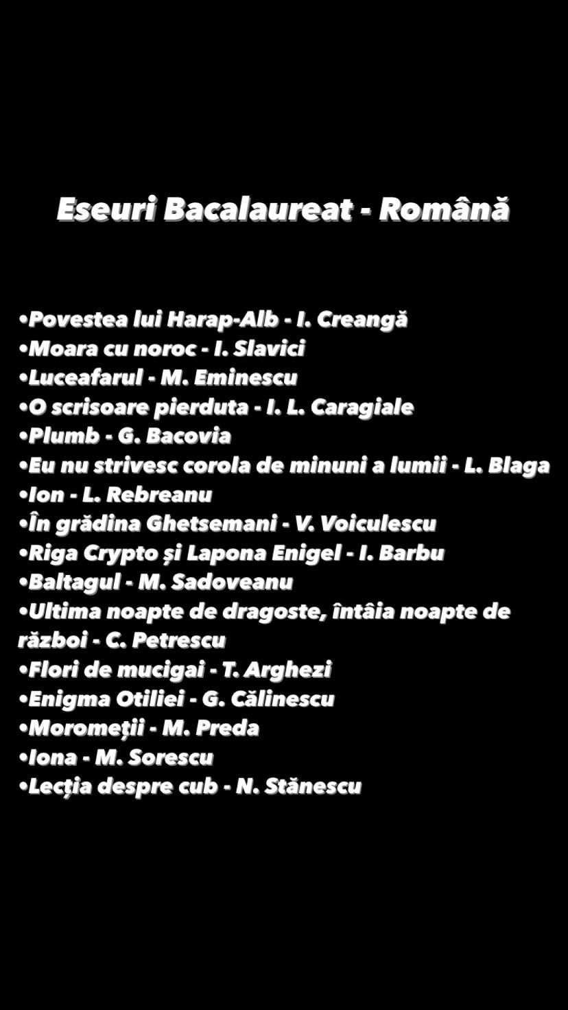 Eseuri Bacalaureat Română