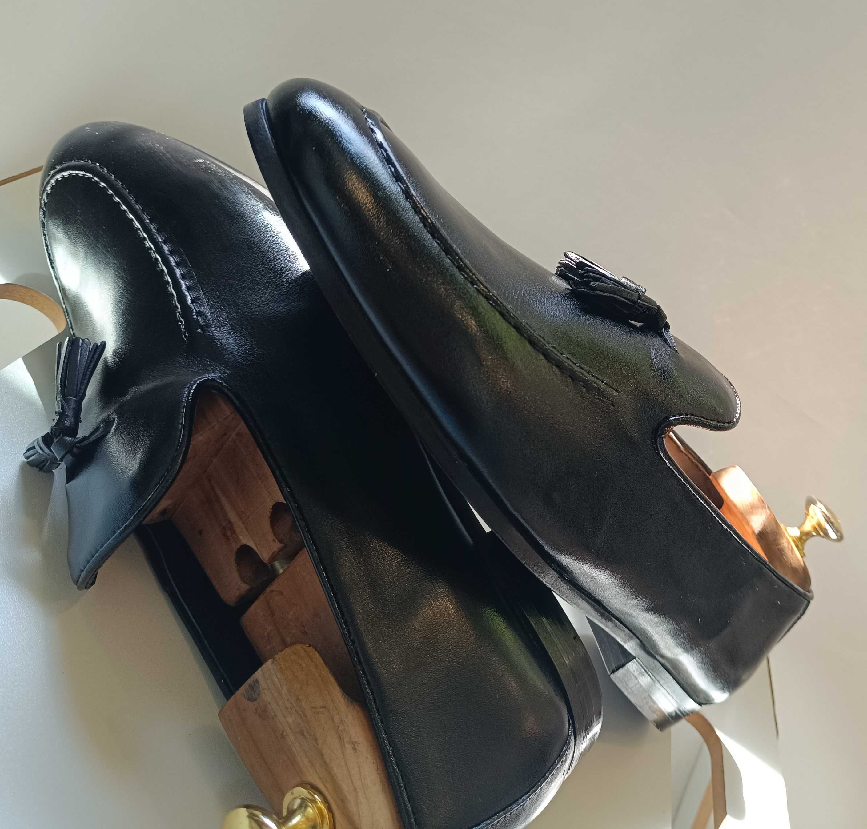 Pantofi loafer 43 premium tassel Walk London NOI piele naturala moale