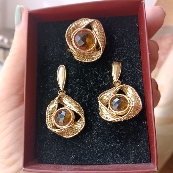 Золотой комплект Серги+кольцо