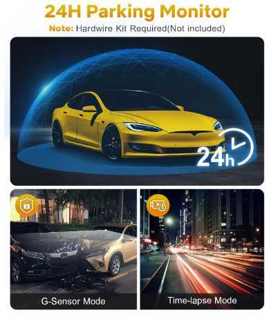 Видеорегистратор GKU D200 Dash Cam, 4K предна камера за кола