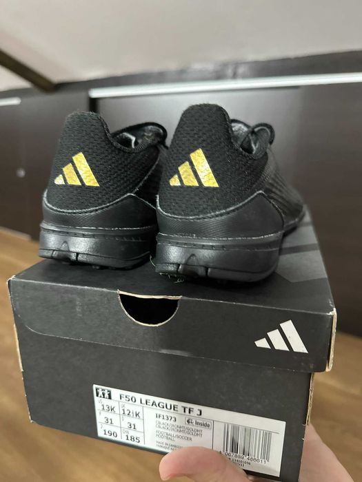 Ghete fotbal - adidas F50 League TF Junior - Negru, marime 31