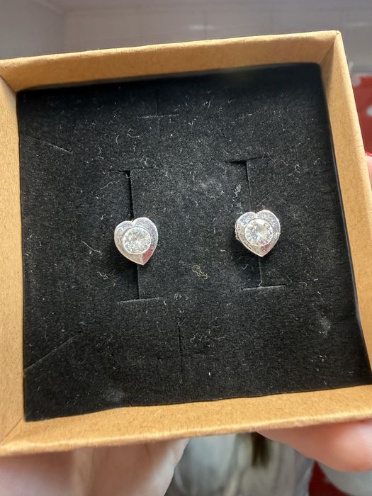 Сребърни обеци сърца