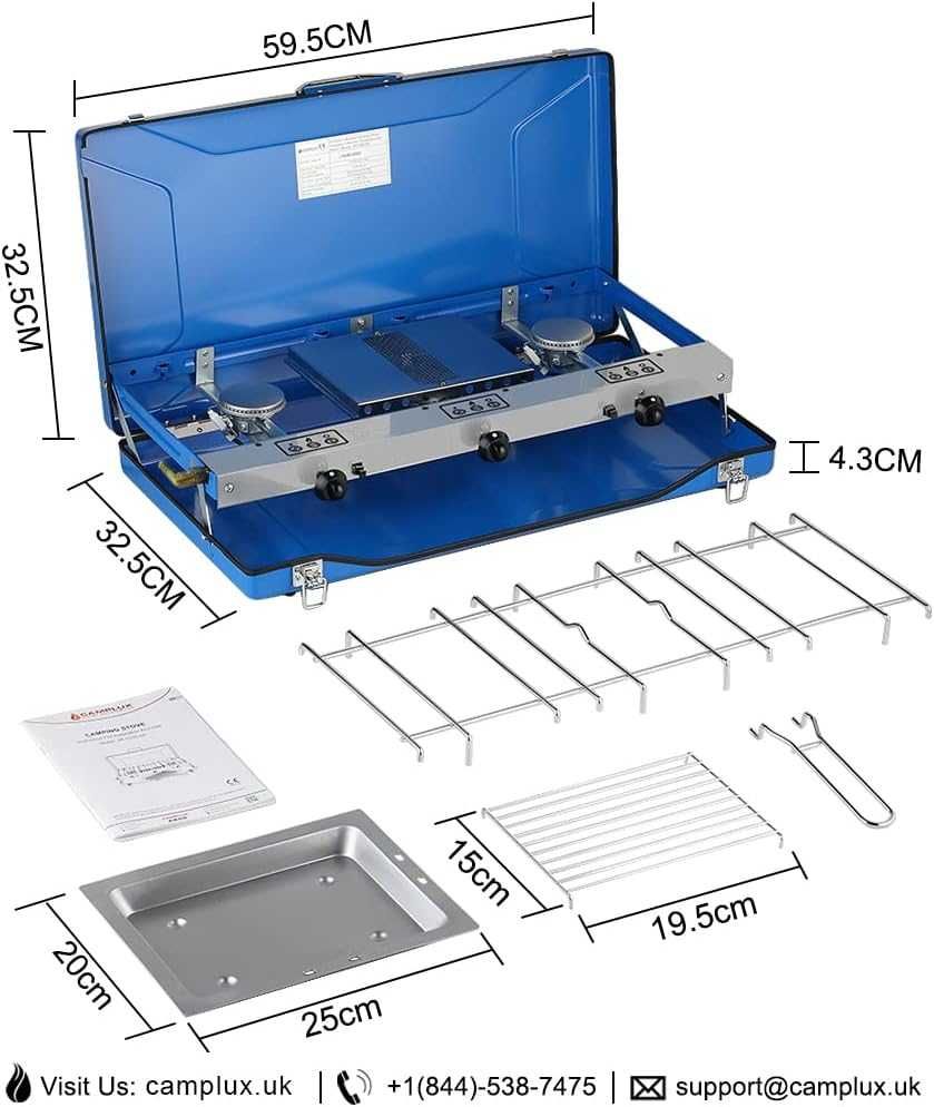 Camplux Газов котлон за къмпинг, 3 горелки, 4.5 kW, капак