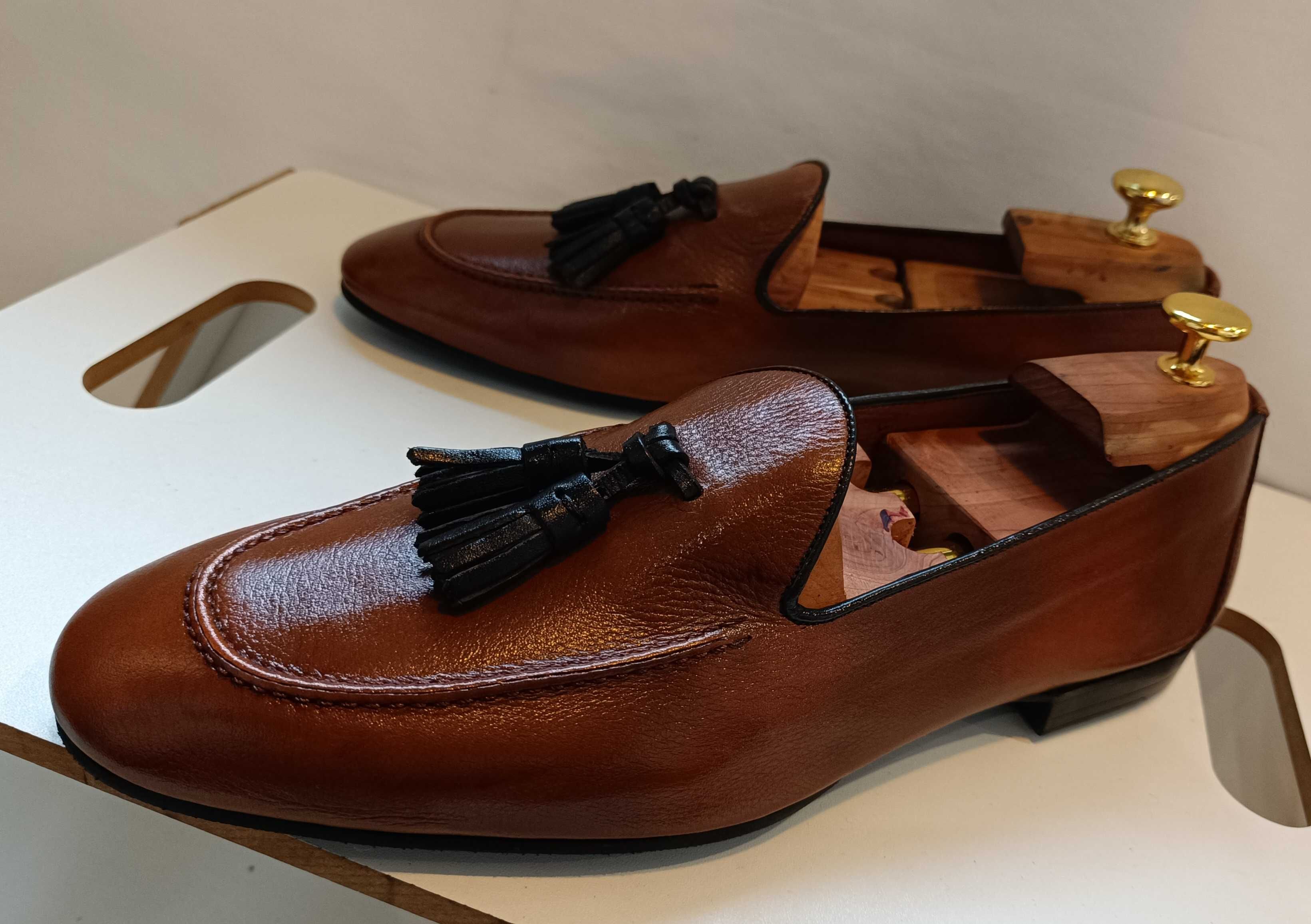 Pantofi loafer 42 tassel Sergio Serrano NOI piele naturala moale