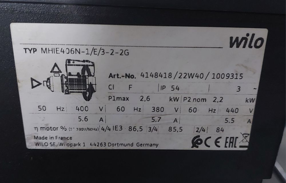 Wilo MHIE406N-1/E/3-2-2G