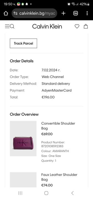 Дамска чанта Calvin Klein