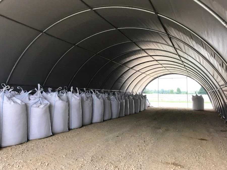 9x20 M Hala BUDGET Semirotunda 720g/m² PVC IGNIFUG- alb si verde GM