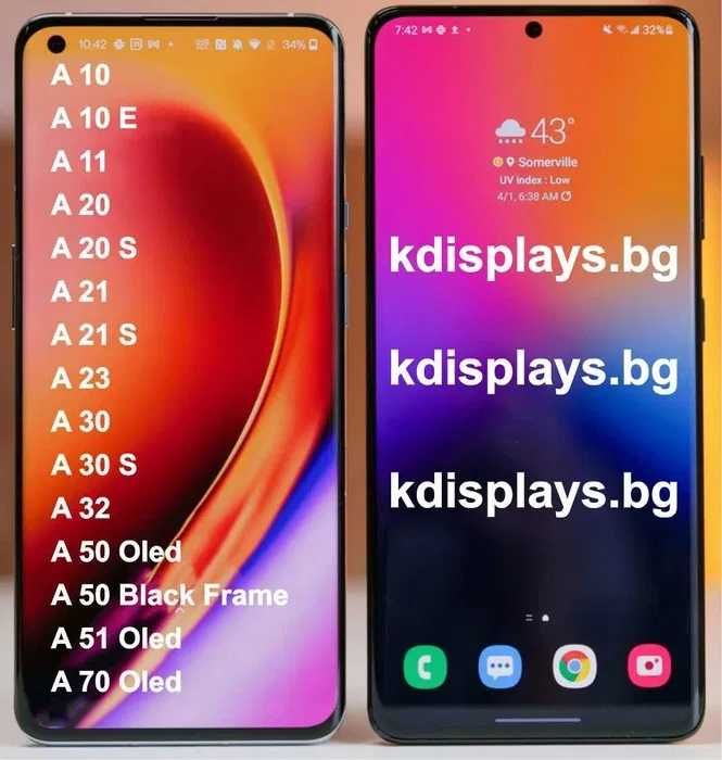 Дисплеи за Samsung A10S / А20 / А21 / A23 / A03S / A04 / A32/ A40S