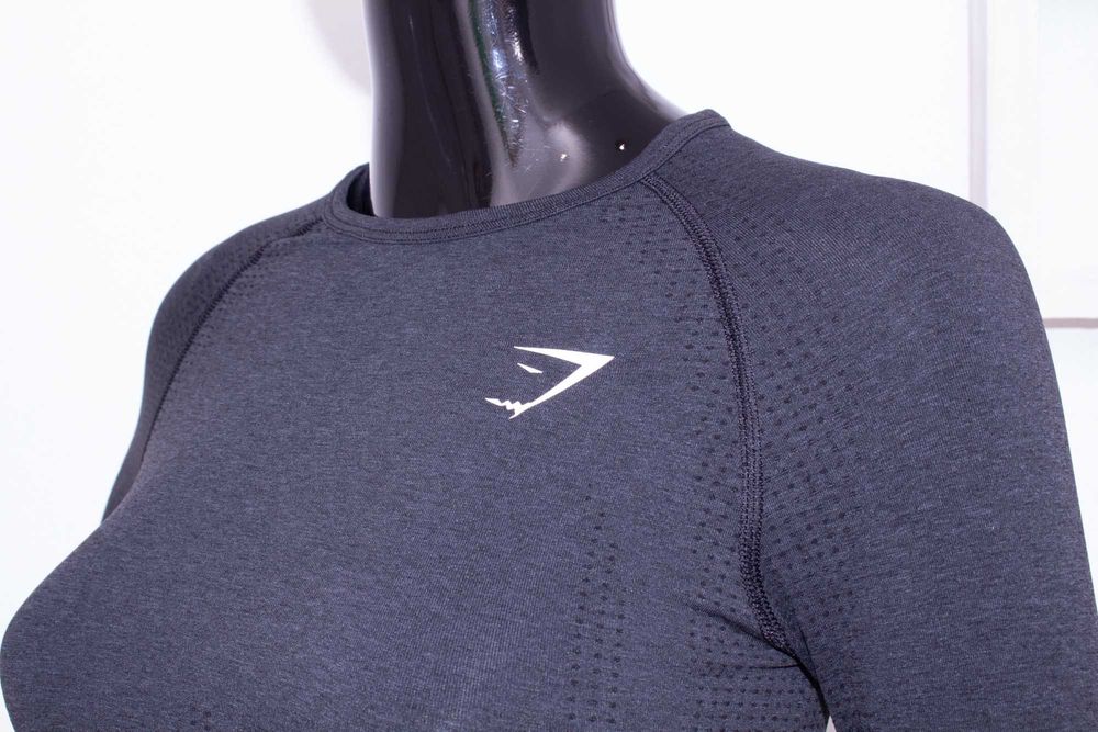 Gymshark оригинален комплект топ и клин тъмно сив висока талия S