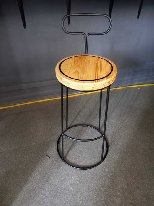 Scaun de bar noe/ sb , picior metalic, sezut din lemn 2 bucati