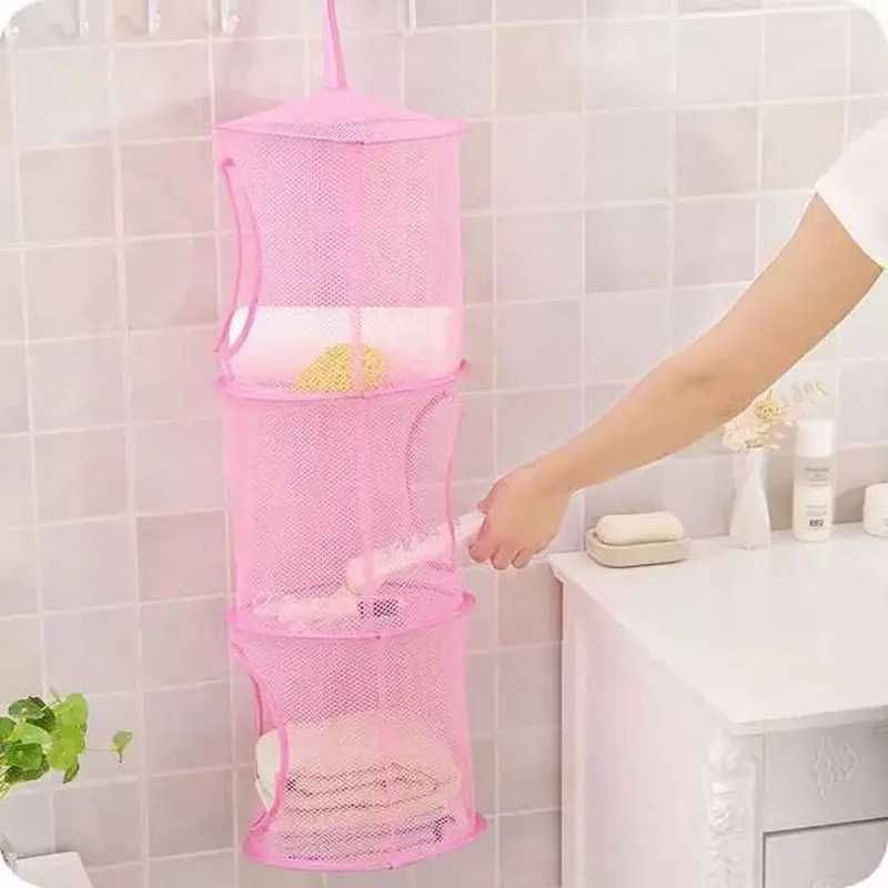 Сгъваем кош с 3 рафта за съхранение на играчки, дрехи, кърпи