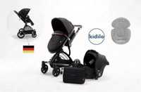 Детская коляска-трансформер 2 в 1 + сумка Kidilo 1609 (чёрный)