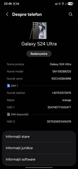 Vând sau schimb samsung s24 Ultra 5g 256 12 ram