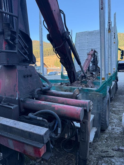 Man transport bușteni cu macara și remorca si schimb Bascula 3,5 tone