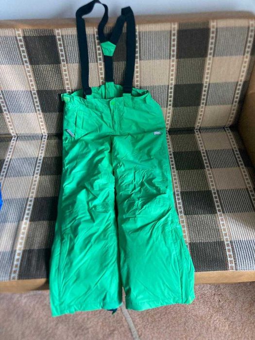 Pantalon ski, bretele copii 164-170 albastru/verde