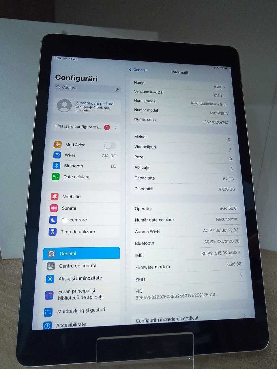 iPAD 9th GENERATION,64GB ,100%Baterie /Fin X Amanet&Exchange cod 89718